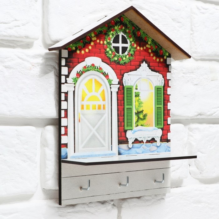 Ключница настенная новогодняя «Новогодний дом», на Новый год Ключница настенная новогодняя «Новогодний дом», на Новый год