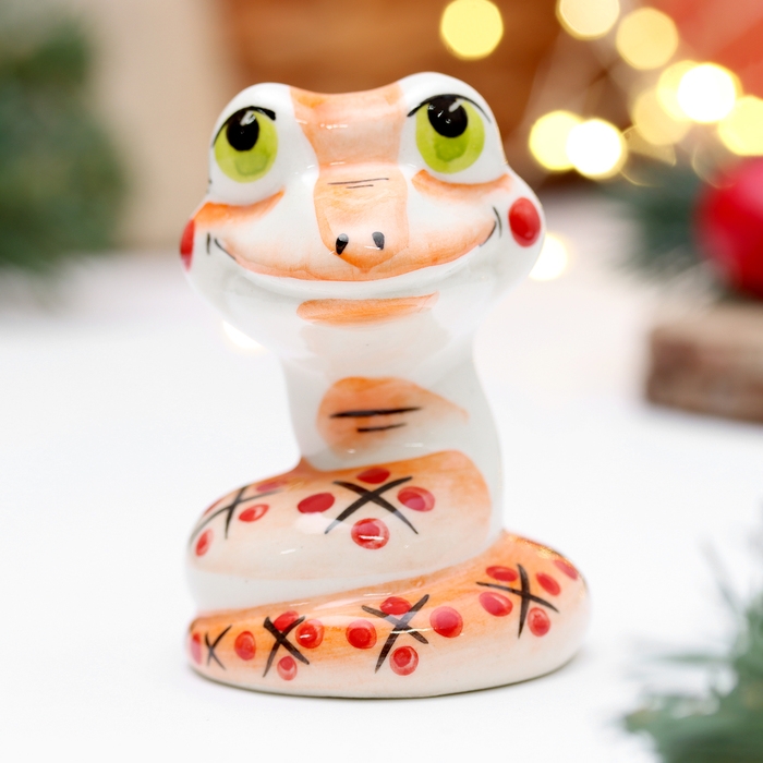 Новый год. Сувенир символ года  Новый год. Сувенир символ года "Змей Улыбка красный", 7 см, фарфор