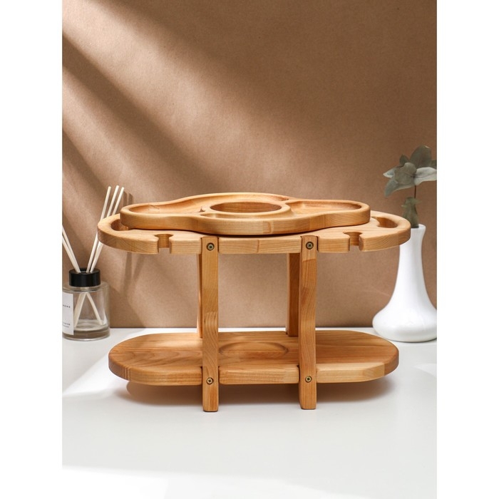 Столик - поднос для вина со съёмной менажницей на 4 персоны Adelica, 35×19×1,8 см, высота 21 см, берёза Столик - поднос для вина со съёмной менажницей на 4 персоны Adelica, 35×19×1,8 см, высота 21 см, берёза