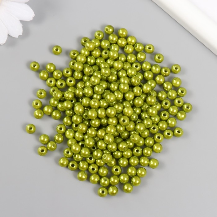 Набор бусин "Жемчуг" d 6 мм, 250 гр, оливковый