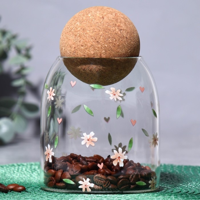 Банка для хранения сыпучих продуктов и круп «Цветочки», 500 мл Банка для хранения сыпучих продуктов и круп «Цветочки», 500 мл