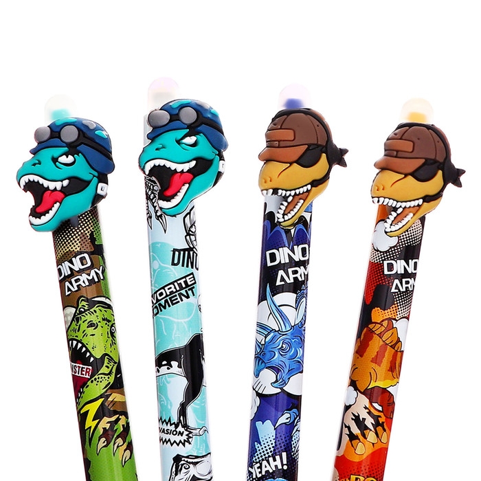 Ручка гелевая СТИРАЕМЫЕ ЧЕРНИЛА, стержень синий, 0.5 мм, автомат, корпус Динозавр МИКС Ручка гелевая СТИРАЕМЫЕ ЧЕРНИЛА, стержень синий, 0.5 мм, автомат, корпус Динозавр МИКС