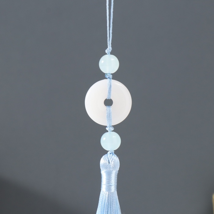 Подвеска текстиль, пластик  Подвеска текстиль, пластик "Нефритовый кулон" небесная 1х2,5х12,5 см