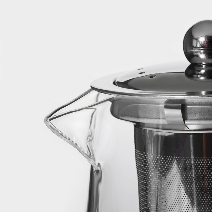 Чайник стеклянный заварочный с металлическим ситом Magistro «Дарси», 950 мл Чайник стеклянный заварочный с металлическим ситом Magistro «Дарси», 950 мл