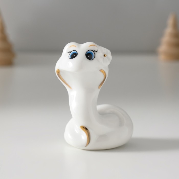 Сувенир керамика Сувенир керамика "Змейка с цветочком" с золотом 2,7х4х6 см