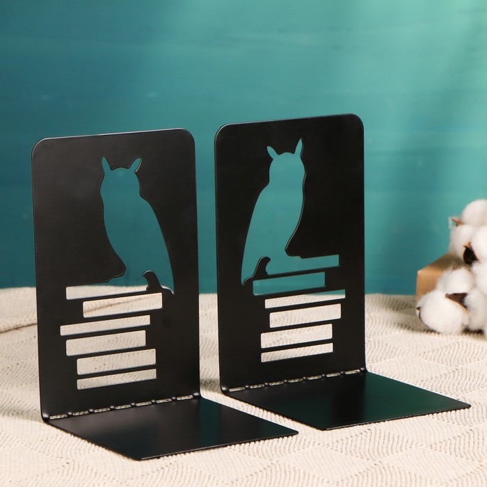 Держатель-подставка для книг  Держатель-подставка для книг "Сова на книгах" набор 2шт, черный