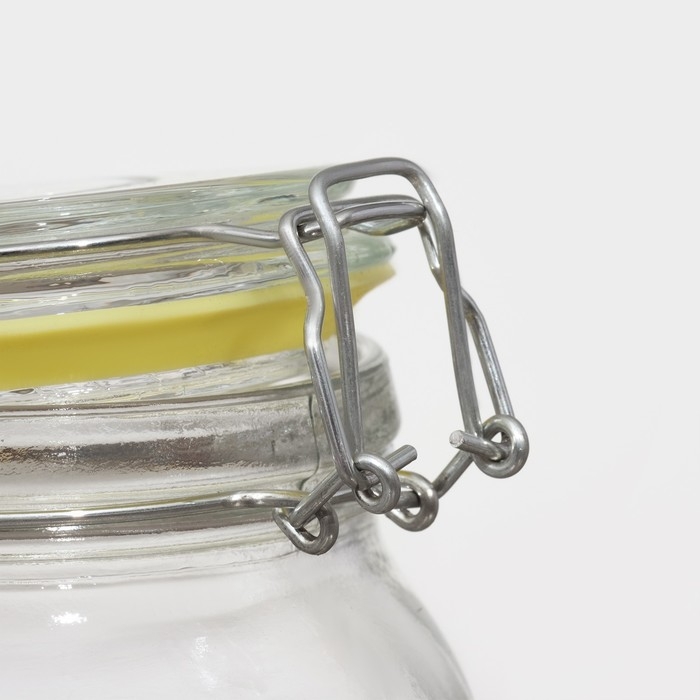 Банка стеклянная для сыпучих продуктов с бугельным замком &laquo;Радуга&raquo;, 900 мл, 12&times;11&times;15 см, цвет МИКС