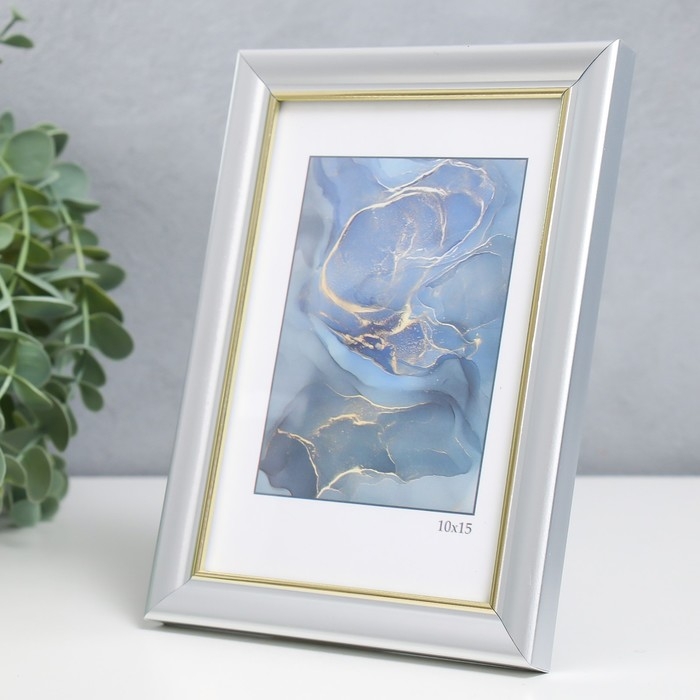 Фоторамка пластик Фоторамка пластик "Офис 8" 10х15 см, серебро