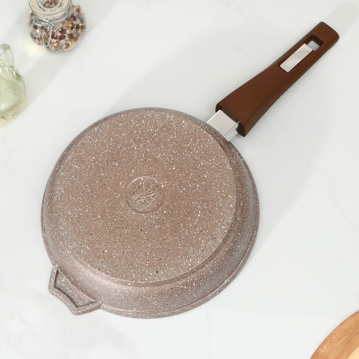 Сковорода «Гранит», d=22 см, съёмная ручка, стеклянная крышка, антипригарное покрытие, цвет коричневый Сковорода «Гранит», d=22 см, съёмная ручка, стеклянная крышка, антипригарное покрытие, цвет коричневый