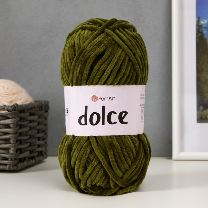 Пряжа  Пряжа "Dolce" 100% микрополиэстер 120м/100гр (772 т. хаки)