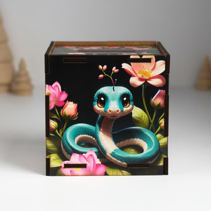 Копилка куб  Копилка куб "Змея. Мудрости и спокойствия" 10х10х10 см