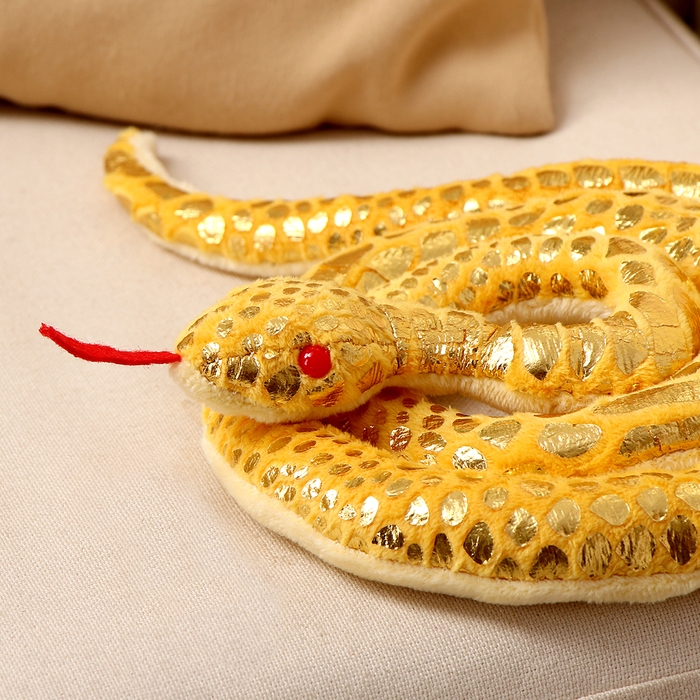 Мягкая игрушка «Змея», цвет жёлтый, с золотыми вставками, 80 см Мягкая игрушка «Змея», цвет жёлтый, с золотыми вставками, 80 см