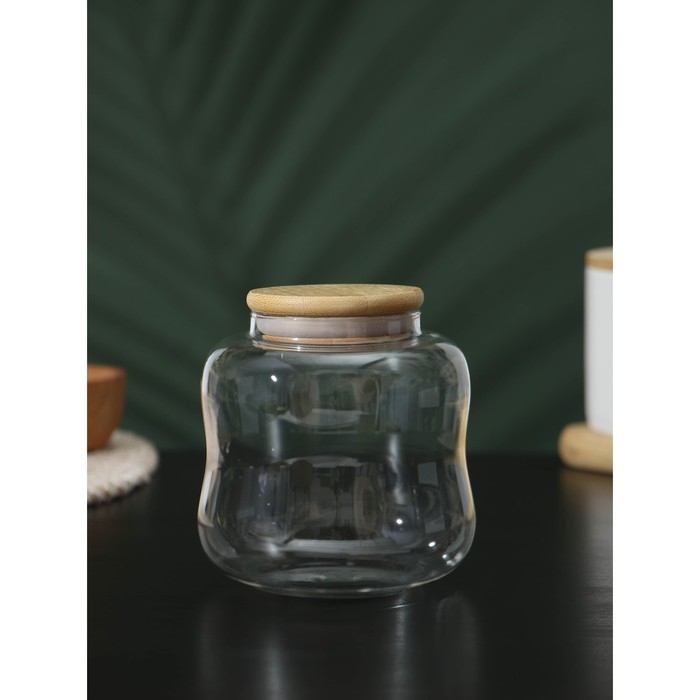 Банка стеклянная для хранения сыпучих продуктов BellaTenero «Эко. Изгиб», 700 мл, 10,5×11,5 см, с бамбуковой крышкой Банка стеклянная для хранения сыпучих продуктов BellaTenero «Эко. Изгиб», 700 мл, 10,5×11,5 см, с бамбуковой крышкой