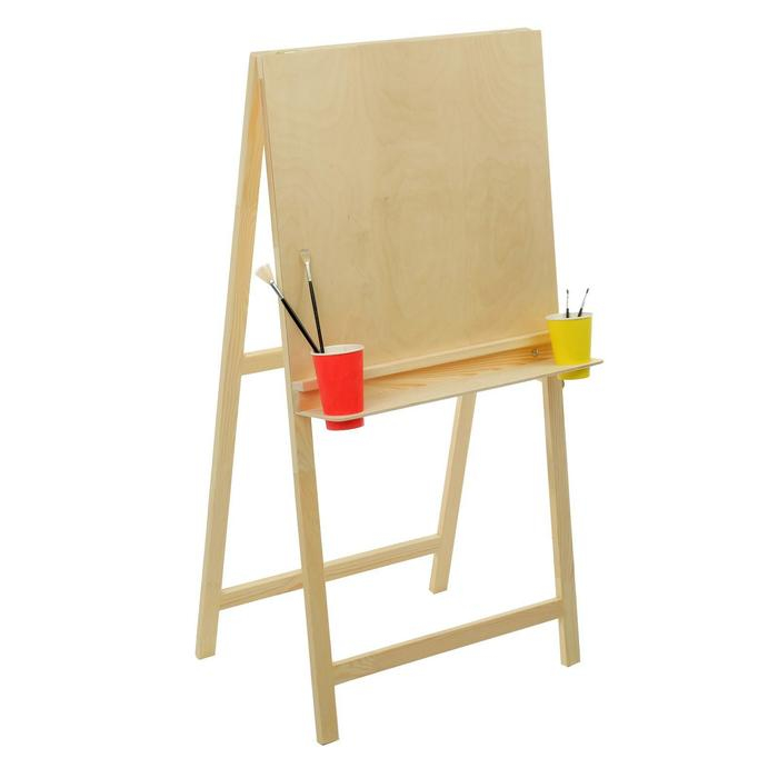Мольберт тип «Хлопушка», 120 х 60 х 65 см, планшет 60 х 60 см, полка с двумя подстаканниками, неокрашенное дерево, Calligrata Мольберт тип «Хлопушка», 120 х 60 х 65 см, планшет 60 х 60 см, полка с двумя подстаканниками, неокрашенное дерево, Calligrata