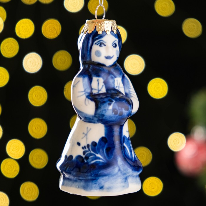 Сувенир на ёлку Сувенир на ёлку "Снегурочка", 9 см, гжель