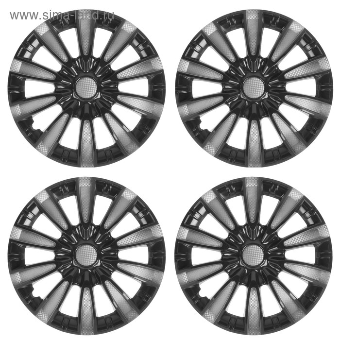 Колпаки колесные R16 Tornado, серебристо-черный карбон, набор 4 шт Колпаки колесные R16 Tornado, серебристо-черный карбон, набор 4 шт