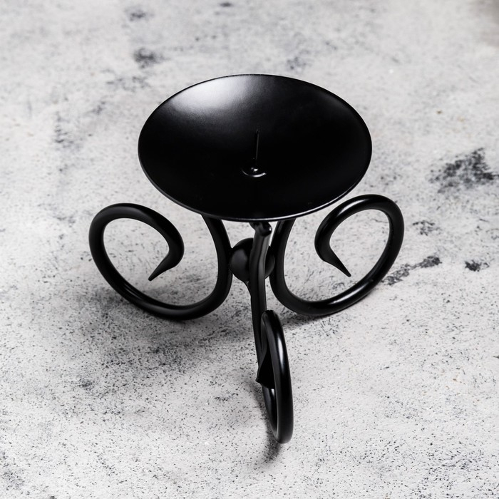 Подсвечник Подсвечник "Весел Н" металл на 1 свечу, 9,5х7,6 см, чёрный