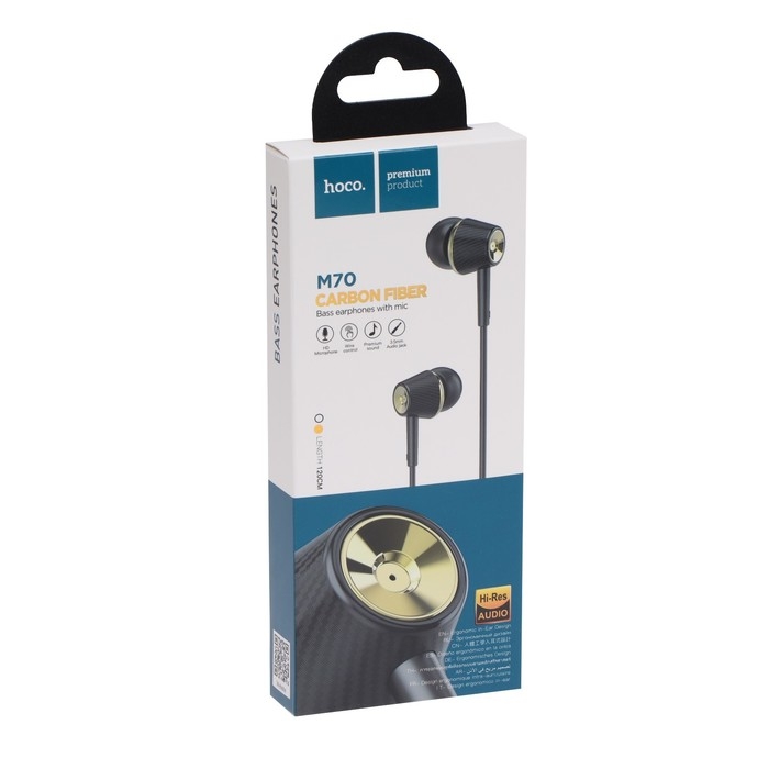 Наушники Hoco M70, проводные, вакуумные, микрофон, Jack 3.5 мм, 1.2 м, черные Наушники Hoco M70, проводные, вакуумные, микрофон, Jack 3.5 мм, 1.2 м, черные