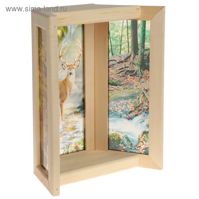 Абажур деревянный Абажур деревянный "Олени" со вставками из стекла с УФ печатью, 33х29х16см