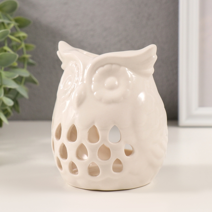 Аромалампа керамика Аромалампа керамика "Белый филин. Капельки" 7,5х8х10 см