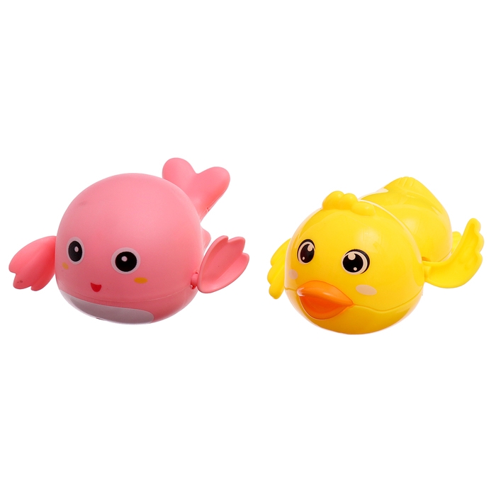 Набор для купания «Заводные игрушки: Утёнок и кит», 2 шт., МИКС Набор для купания «Заводные игрушки: Утёнок и кит», 2 шт., МИКС