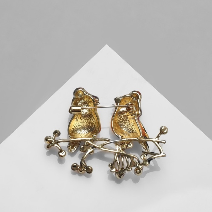 Брошь «Птицы» пара снегирей, цветная в золоте Брошь «Птицы» пара снегирей, цветная в золоте