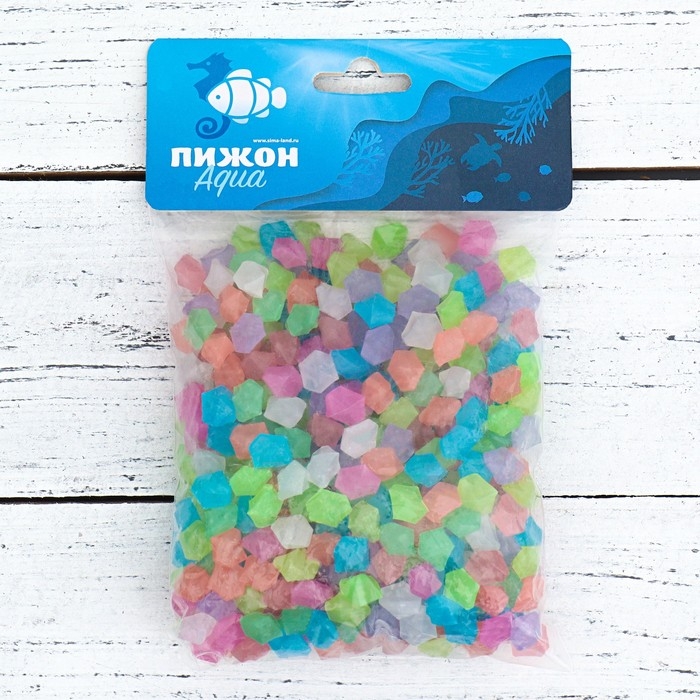 Декоративная крошка для аквариума, светящиеся, 9 - 13 мм, 200 г, микс Декоративная крошка для аквариума, светящиеся, 9 - 13 мм, 200 г, микс
