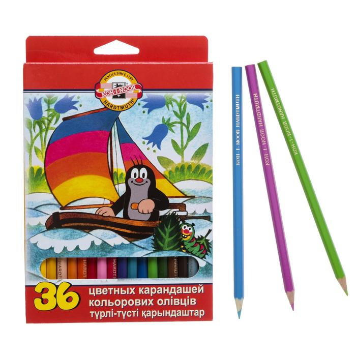 Карандаши 36 цветов Koh-I-Noor 3655, Карандаши 36 цветов Koh-I-Noor 3655, "Крот", картонная коробка
