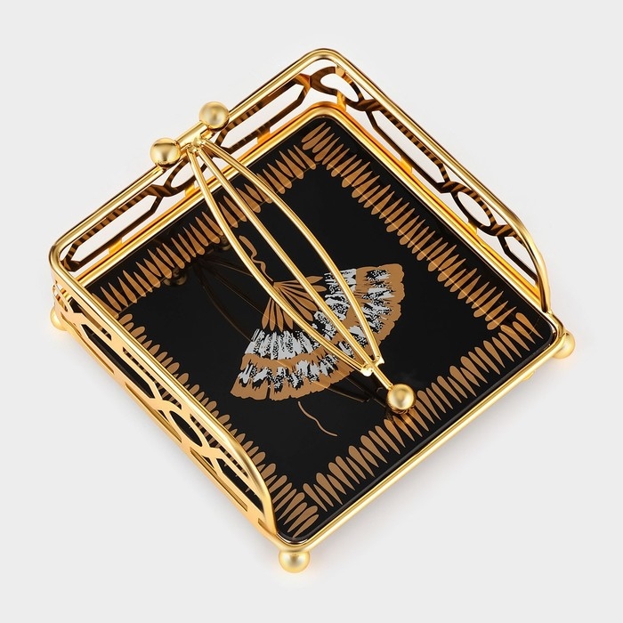 Салфетница «Веер», 15×15×6, цвет золотой Салфетница «Веер», 15×15×6, цвет золотой