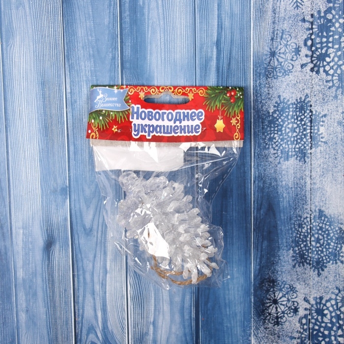 Украшение ёлочное Украшение ёлочное "Шишка сияние" 8,5х4,5 см, белый