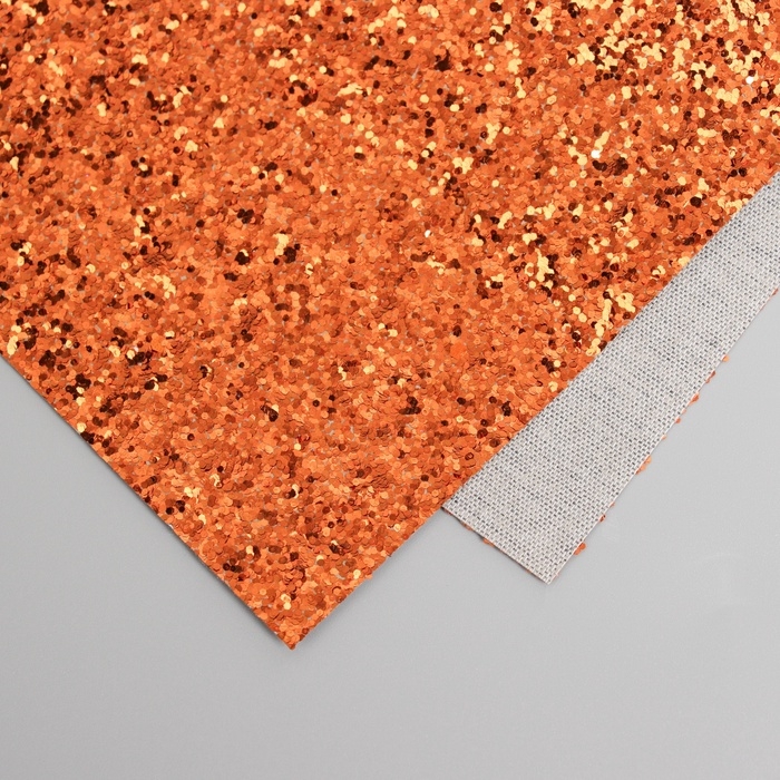 Лист для творчества иск.кожа Лист для творчества иск.кожа "Крупные блёстки" оранжевый лист 33х20 см толщина 0,84 мм