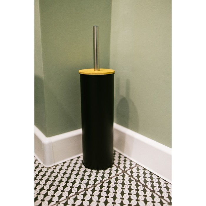 Ёршик для унитаза с подставкой SAVANNA BAMBOO, 9,5×38 см, цвет чёрный Ёршик для унитаза с подставкой SAVANNA BAMBOO, 9,5×38 см, цвет чёрный