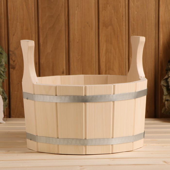 Шайка-таз из липы, 5 л, круглая, нержавеющий обруч Шайка-таз из липы, 5 л, круглая, нержавеющий обруч