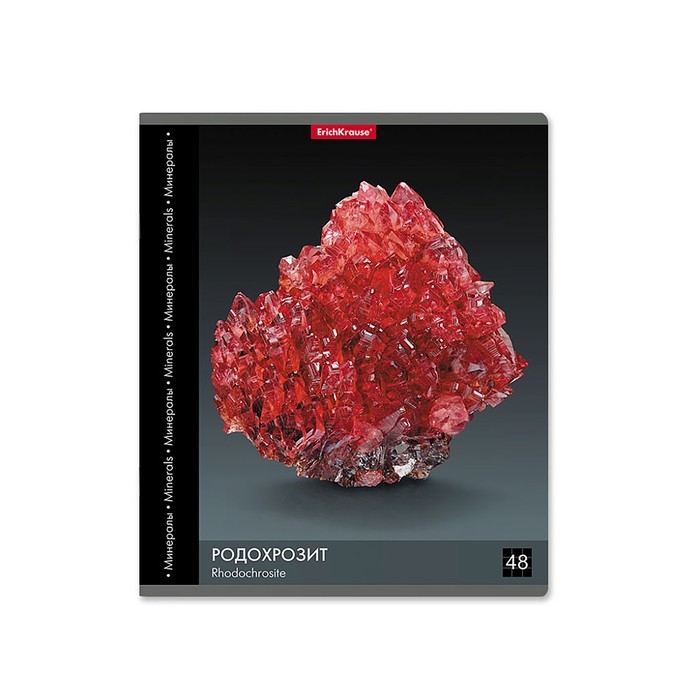 Тетрадь 48 листов в клетку, ErichKrause Тетрадь 48 листов в клетку, ErichKrause "Энциклопедия: Минералы", обложка мелованный картон, блок офсет 100% белизна, МИКС