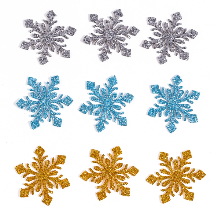Новый год! Декор «Снежинки», набор 9 шт., цвет МИКС Новый год! Декор «Снежинки», набор 9 шт., цвет МИКС