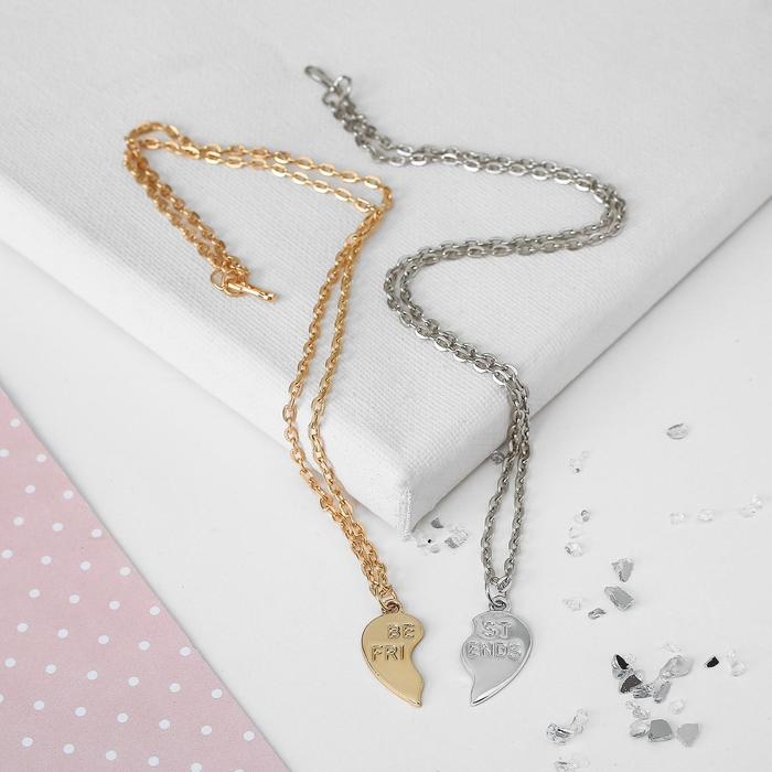 Кулоны «Неразлучники» best friends, цвет серебристо-золотой, L=50 см Кулоны «Неразлучники» best friends, цвет серебристо-золотой, L=50 см
