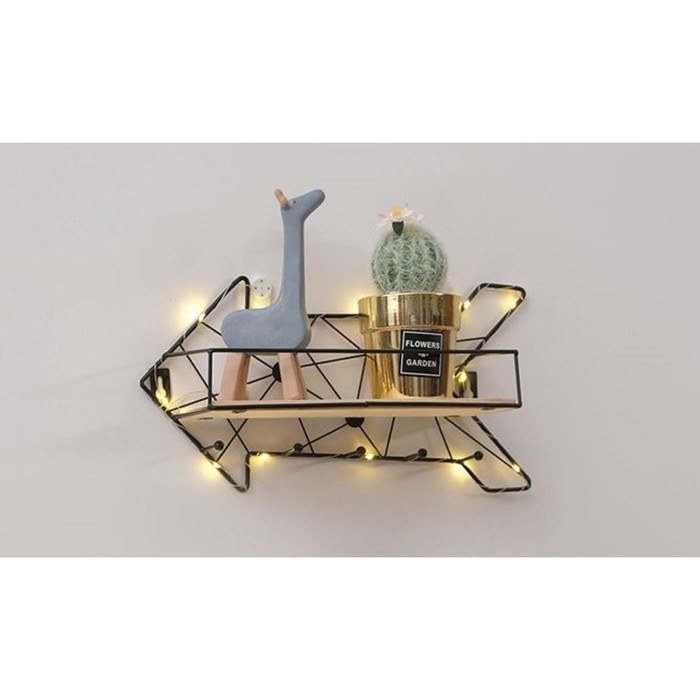 Вешалка настенная с полкой Вешалка настенная с полкой "Стрелка", с подсветкой, 5 крючков, черная