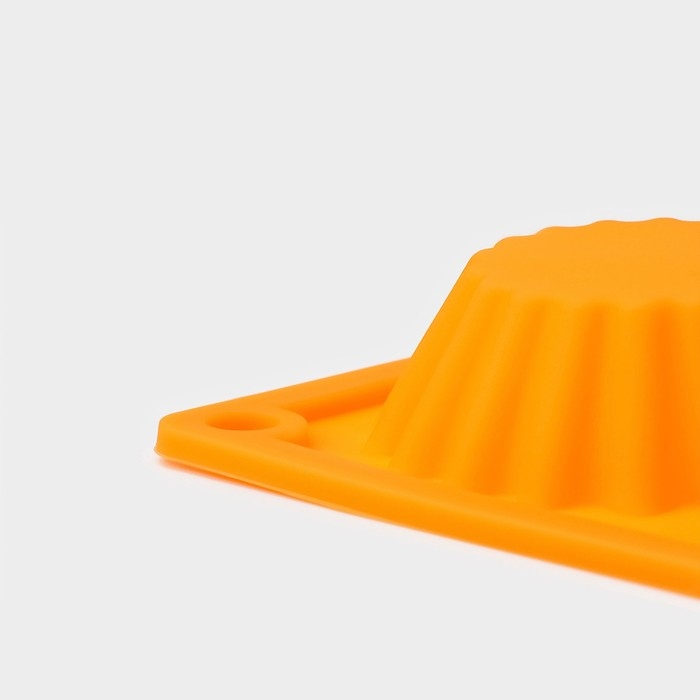 Форма для выпечки Доляна «Сладости. Круг реб», силикон, 28×21 см, 12 ячеек, d=6 см, d по дну = 4 см, цвет оранжевый Форма для выпечки Доляна «Сладости. Круг реб», силикон, 28×21 см, 12 ячеек, d=6 см, d по дну = 4 см, цвет оранжевый