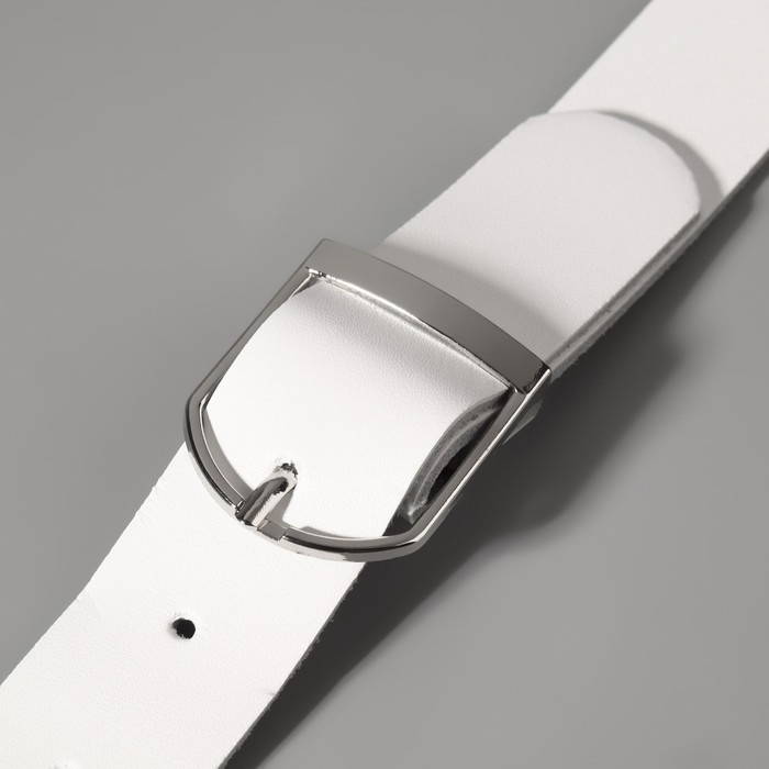 Ручка для сумки из натуральной кожи, регулируемая, с карабинами, 60 ± 2 см × 2,5 см, цвет белый/серебряный Ручка для сумки из натуральной кожи, регулируемая, с карабинами, 60 ± 2 см × 2,5 см, цвет белый/серебряный