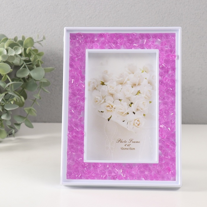 Фоторамка пластик 10х15 см Фоторамка пластик 10х15 см "Сиреневые камешки" 2х14,7х19,7 см