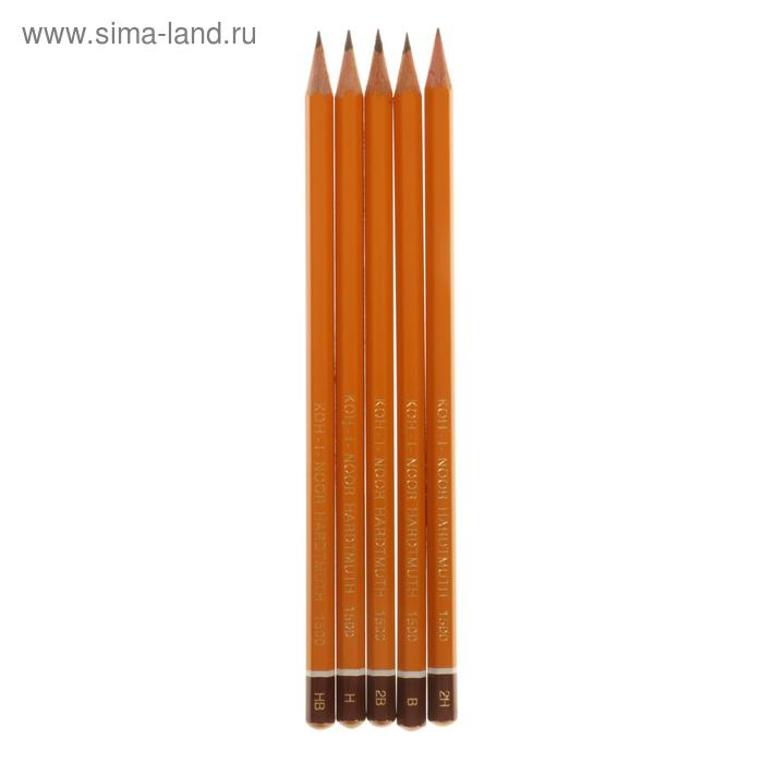 Набор карандашей чернографитных разной твердости 5 штук Koh-i-Noor 1500/5, НВ, B, H, 2H, 2B Набор карандашей чернографитных разной твердости 5 штук Koh-i-Noor 1500/5, НВ, B, H, 2H, 2B