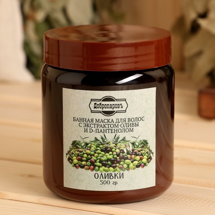 Банная маска для волос натуральная Банная маска для волос натуральная "Оливковая" с Д-пантенолом, 500 г