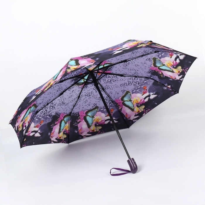 Зонт автоматический «Olivia», эпонж, 3 сложения, 8 спиц, R = 47/55 см, D = 110 см, цвет МИКС Зонт автоматический «Olivia», эпонж, 3 сложения, 8 спиц, R = 47/55 см, D = 110 см, цвет МИКС