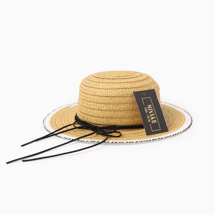 Шляпа для девочки MINAKU Шляпа для девочки MINAKU "Куколка", размер 50, цвет бежевый