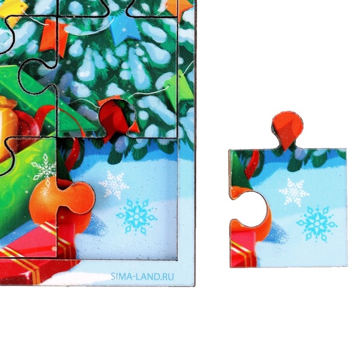 Деревянный пазл «Новый год! Лисёнок с подарками»