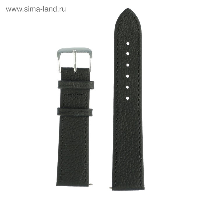 Ремешок для часов Ремешок для часов "Соломон", 20 мм, натуральная кожа, l-20 см, черный с тиснением