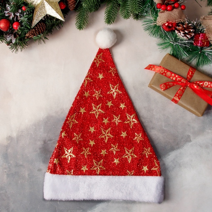 Колпак новогодний  Колпак новогодний "Звёздный момент" 29х37 см, красный