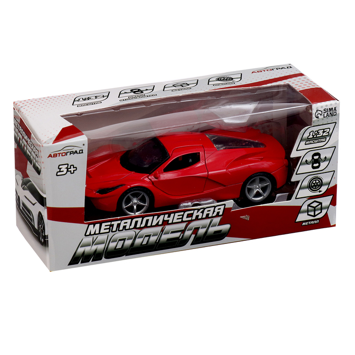 Машина металлическая «ГиперКар», 1:32, инерция, открываются двери, цвет красный Машина металлическая «ГиперКар», 1:32, инерция, открываются двери, цвет красный