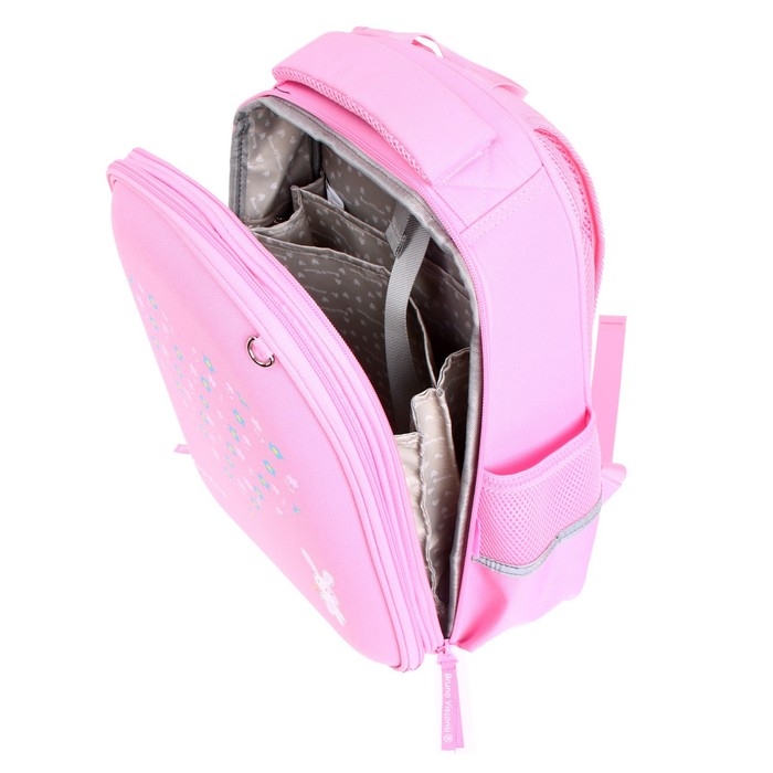 Рюкзак каркасный 38 х 30 х 20 см, + пенал, Bruno Visconti Рюкзак каркасный 38 х 30 х 20 см, + пенал, Bruno Visconti "Зефирный зайка"