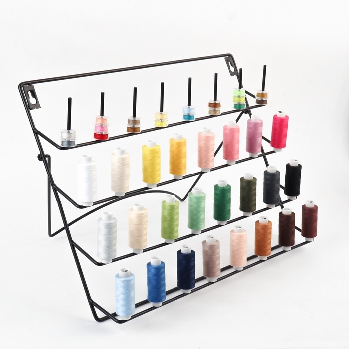 Органайзер-стойка для ниток, настенная/настольная, с подставкой, 40 × 31 см, цвет чёрный Органайзер-стойка для ниток, настенная/настольная, с подставкой, 40 × 31 см, цвет чёрный